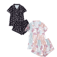 thumbnail image 1 of Fengactive 2PC Cute Printed Pajamas Sets for Women Button Up Short Sleeve Nightwear Lounge Sleepwear, 1 of 8