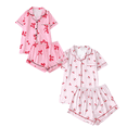 thumbnail image 1 of Fengactive 2PC Cute Printed Pajamas Sets for Women Button Up Short Sleeve Nightwear Lounge Sleepwear, 1 of 8