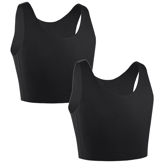 Fengactive 2PC Seamless Chest Binder for Women Sport Comfortable Swim Bra Pullover Tank Top