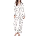 thumbnail image 1 of Fengactive 2Pcs Women's Christmas Pajamas Set Loose Long Sleeve Sleepwear Soft Button Down Lounge Holiday Nightwear, 1 of 7