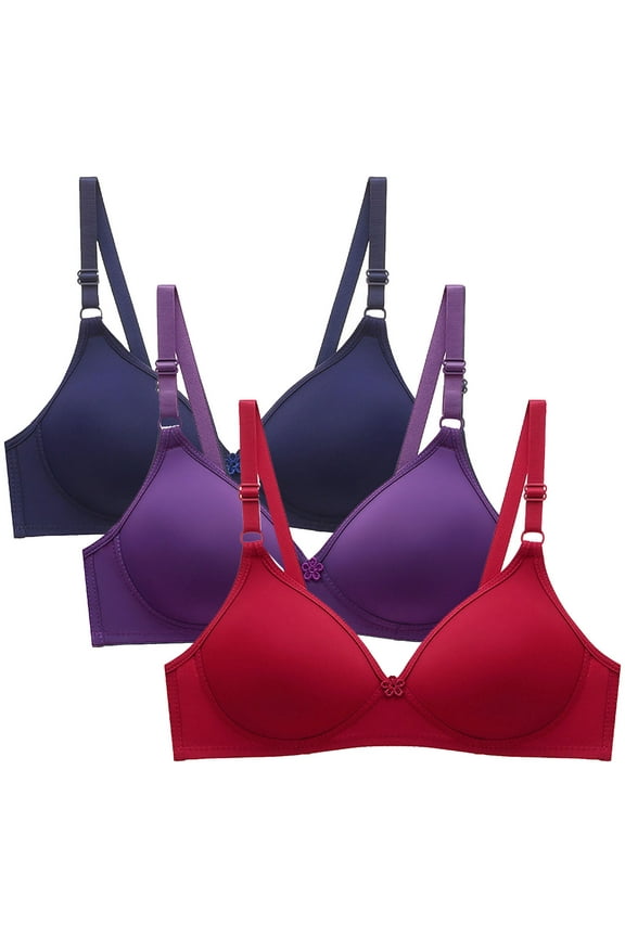 3 Pack Women's Wireless Bra Solid Small Cup Comfortable Breathable Push Up Bralette with Soft Fabric