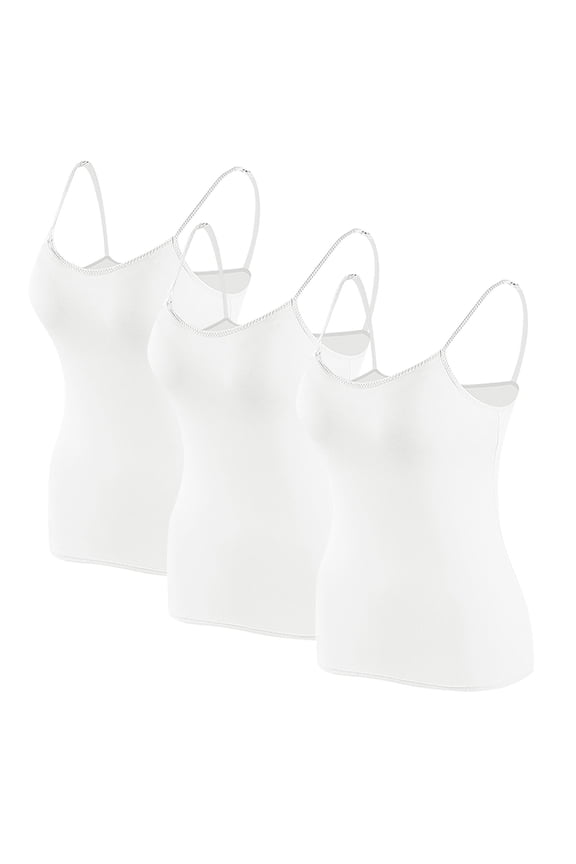 3-Pack Womens Camisole Shelf Bra Tank Tops Adjustable Spaghetti Strap Tank Top