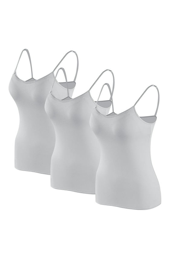 3-Pack Womens Camisole Shelf Bra Tank Tops Adjustable Spaghetti Strap Tank Top