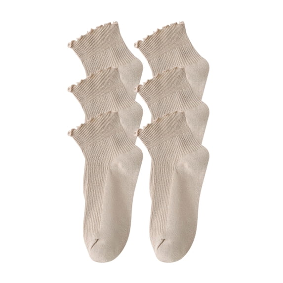 QINGFSAP 3 Pack Womens Scalloped Low Cut Socks Ruffled Ankle Socks Solid Basic