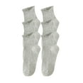 thumbnail image 1 of QINGFSAP 3 Pack Womens Scalloped Low Cut Socks Ruffled Ankle Socks Solid Basic, 1 of 3