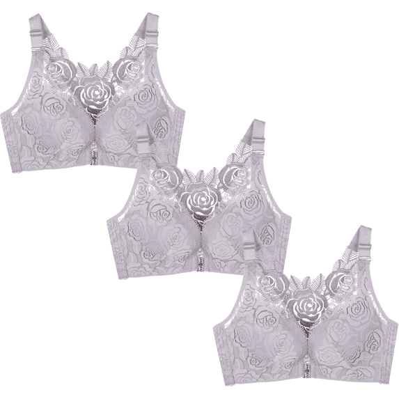 Fengactive 3PC Push Up Comfort Rose Bra for Women Wireless Anti-Sagging Supportive Breathable Everyday Bra Suitable for AB Cup