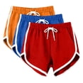 thumbnail image 1 of Fengactive 3PC Womens Dolphin Hem Shorts Elastic Drawstring Waist Contrast Piping Side Pockets Sporty Lounge Sleepwear Bottoms, 1 of 7