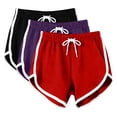 thumbnail image 1 of Fengactive 3PC Womens Dolphin Hem Shorts Elastic Drawstring Waist Contrast Piping Side Pockets Sporty Lounge Sleepwear Bottoms, 1 of 7