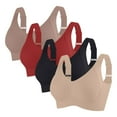 thumbnail image 1 of Fengactive 4PC Women's Wireless Bras Push Up Bra Seamless Ribbed Cozy Full Coverage Adjustable Straps Everyday Bra, 1 of 2