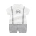 thumbnail image 1 of QINGFSAP Baby Boy Formal Romper Short Sleeve Bow Tie Bodysuit Creeper Infant One Piece Outfit, 1 of 3