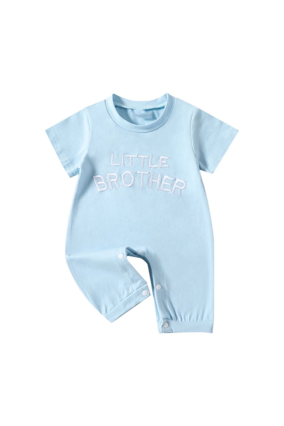 Baby Letter Printed Romper Short Sleeve Bodysuit Crotch Snap Creeper Infant Summer One Piece Outfit