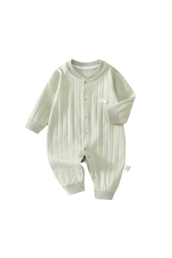 Baby Ribbed Romper Full Snap Long Sleeve Bodysuit Creeper Infant One Piece Outfit