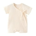 thumbnail image 1 of QINGFSAP Baby Short Sleeve Romper Cotton Bodysuit Summer Creeper Tie Front Snap Closure Outfit, 1 of 4