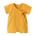 thumbnail image 1 of QINGFSAP Baby Short Sleeve Romper Cotton Bodysuit Summer Creeper Tie Front Snap Closure Outfit, 1 of 4