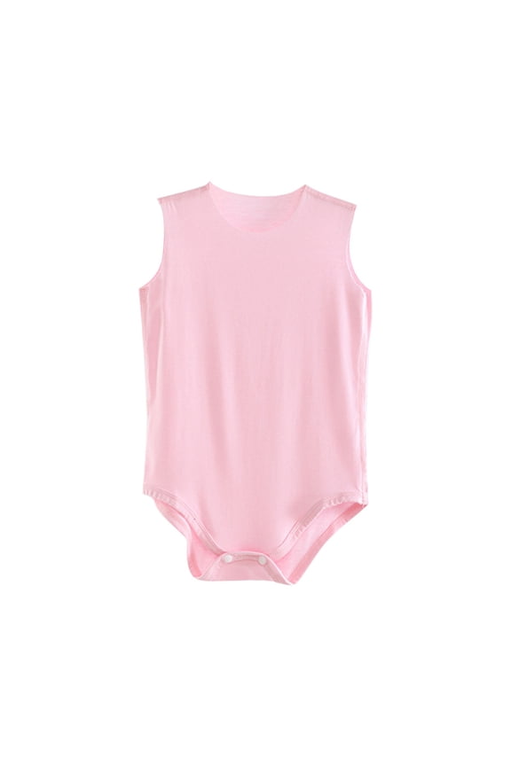 Baby Sleeveless Bodysuit Crew Neck Snap Crotch Creeper Infant Summer Breathable One Piece Outfit