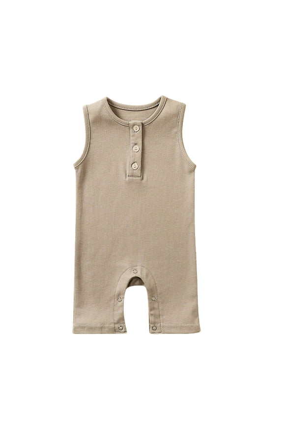 Baby Sleeveless Romper Button Placket Bodysuit Snap Crotch Creeper Infant Summer Outfit