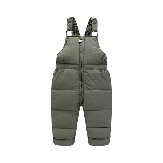 QINGFSAP Baby Unisex Puffer Bib Overalls Sleeveless Winter Warm Snow Pants with Adjustable Straps and Zipper