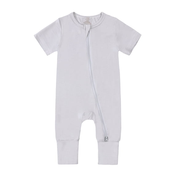 QINGFSAP Baby Unisex Short Sleeve Long Pants Romper Zip Up One Piece Jumpsuit with Extended Cuffs and Safety Tab