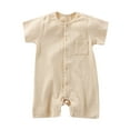 thumbnail image 1 of QINGFSAP Baby Unisex Short Sleeve Romper Ribbed Summer One Piece Jumpsuit Full Front Snap with Pocket, 1 of 3