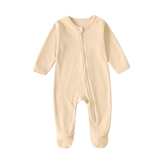 QINGFSAP Baby Zip Up Footed Romper Long Sleeve Bodysuit Creeper Infant One Piece Jumpsuit