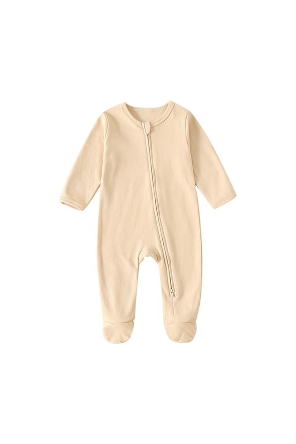 Baby Zip Up Footed Romper Long Sleeve Bodysuit Creeper Infant One Piece Jumpsuit