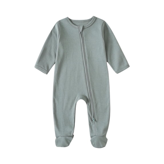 Fengactive Baby Zip Up Footed Romper Long Sleeve Bodysuit Creeper Infant One Piece Jumpsuit