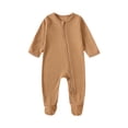 thumbnail image 1 of QINGFSAP Baby Zip Up Footed Romper Long Sleeve Bodysuit Creeper Infant One Piece Jumpsuit, 1 of 9