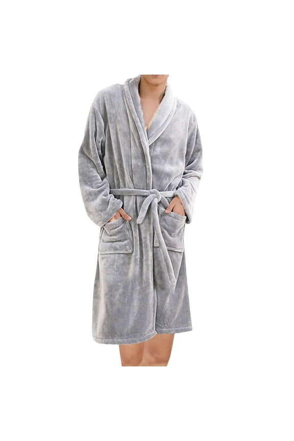 Bathrobe for Women and MenTerry Cloth Robes Quick Dry Warm Soft Knee Length Towel Bathrobes with Belt