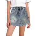 thumbnail image 1 of QINGFSAP Big Girls Cargo Denim Skort with Lining Shorts and Pockets, Elastic Waist Skirt for Youth 4T To 12T, 1 of 9