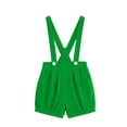 thumbnail image 1 of QINGFSAP Big Kids Loose Solid Suspender Shorts Soft Breathable Multi Pockets Back To School Overalls Shorts 2-15T, 1 of 9