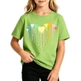 thumbnail image 1 of Fengactive Boys Girls Crew Neck Short Sleeve Tee Cotton Rainbow Heart Graphic Print Casual Fashion Summer Basic Tops for 2-12T, 1 of 5