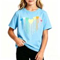 thumbnail image 1 of Fengactive Boys Girls Crew Neck Short Sleeve Tee Cotton Rainbow Heart Graphic Print Casual Fashion Summer Basic Tops for 2-12T, 1 of 6