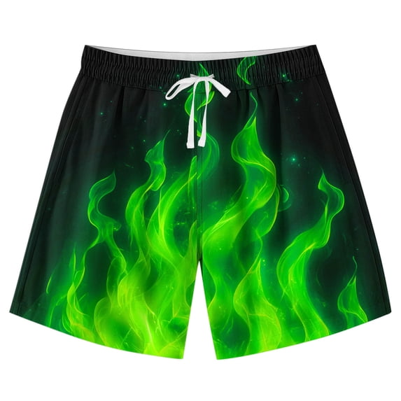 Fengactive Boys Girls Hawaiian Print Swim Shorts Elastic Waist Drawstring Adjustable Board Shorts 7-14T