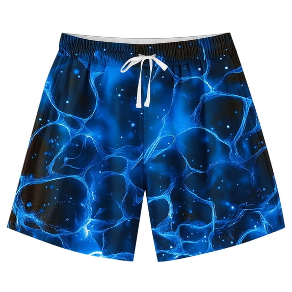 Fengactive Boys Girls Hawaiian Print Swim Shorts Elastic Waist Drawstring Adjustable Board Shorts 7-14T