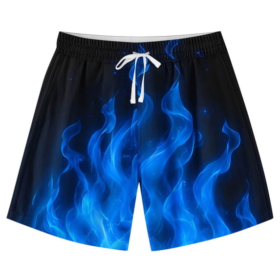 Fengactive Boys Girls Hawaiian Print Swim Shorts Elastic Waist Drawstring Adjustable Board Shorts 7-14T