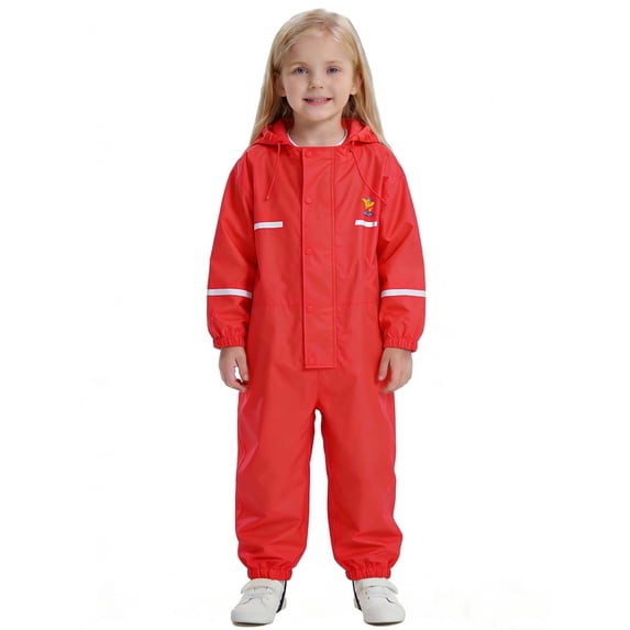 Fengactive Boys Girls Teens Pants Thickened Waterproof Raincoat with Reflective Strips Full Body Coverall Jumpsuit for Kids 3-14T Pants for Kids
