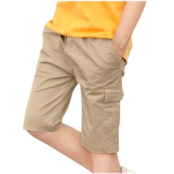Fengactive Boys Lightweight Cargo Shorts Elastic Waist Casual Summer Shorts with Side Pockets 4T-14T