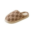 thumbnail image 1 of Fengactive Checkered Slippers for Women House Slippers Plush Fleece Lining Warm Home Shoes Slip-on, 1 of 4
