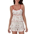 thumbnail image 1 of Fengactive Cherry Print Pajamas for Women Set 2 Piece Sexy Ruffle Tops and Shorts Sleepwear Summer Lounge Sets, 1 of 4