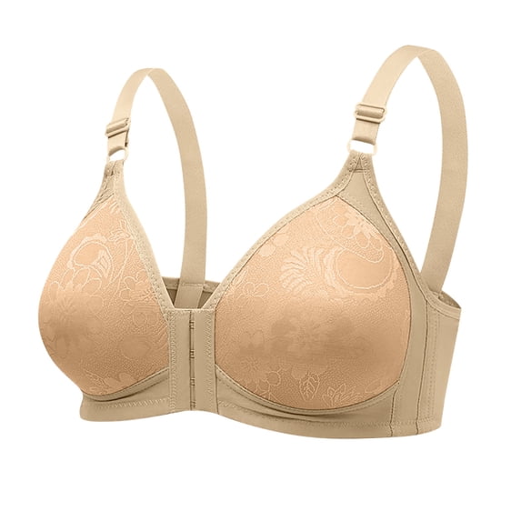 Fengactive Front Closing Padded Bras for Women Push Up Wirefree Plus Size Bra Full Coverage Lift High Support Bras