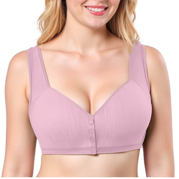 QINGFSAP Front Closure Bras for Women Push Up Full Coverage Wireless Bras Fashion Soft Solid Everyday Bra 2025