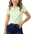 thumbnail image 1 of Fengactive Girls Casual Summer Short Sleeve Top Solid Collared Cotton Comfortable Breathable Kids Tees for 0‑9T, 1 of 9