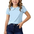 thumbnail image 1 of Fengactive Girls Casual Summer Short Sleeve Top Solid Collared Cotton Comfortable Breathable Kids Tees for 0‑9T, 1 of 9
