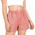 thumbnail image 1 of Fengactive Girls Gingham Loungewear Shorts Elastic Waist Button Detail Straight Leg with Convenient Side Pockets for 5-14T, 1 of 6