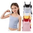 thumbnail image 1 of QINGFSAP Girls Ribbed Knit Spaghetti Strap Tank Top Square Neck Puberty Camisole Casual Summer Basic Undergarment for 7-13T, 1 of 9
