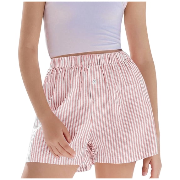 Fengactive Girls Summer Shorts Striped Elastic Waist Casual Shorts With Side Pockets 3-13T