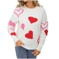 thumbnail image 1 of Fengactive Heart Sweater for Women Cute Print Crewneck Long Sleeve Oversized Sweaters 2025 Trendy Knit Pullover Tops, 1 of 9