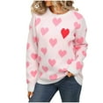 thumbnail image 1 of Fengactive Heart Sweater for Women Valentines Cute Print Crewneck Long Sleeve Oversized Sweaters Knit Pullover Tops, 1 of 7