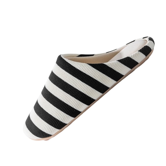 Fengactive House Slippers for Women Striped Fleece Lined Comfortable Non-Slip Closed Toe Shoes Fall Winter