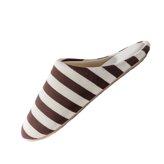 Fengactive House Slippers for Women Striped Fleece Lined Comfortable Non-Slip Closed Toe Shoes Fall Winter